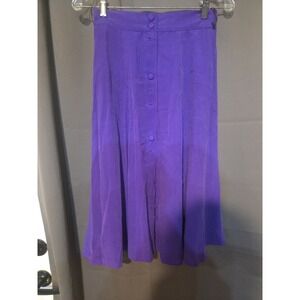 Richard Malcolm Purple Skirt, Vintage Silk Button Down Skirt, Women's Size 6